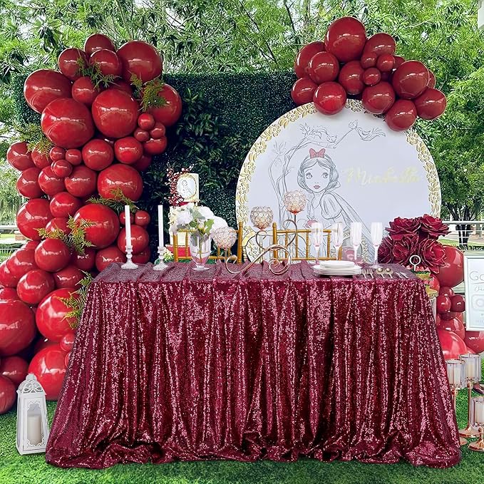 B-COOL Rectangle Sequin Tablecloth Large 90x156 Inch Party Tablecloths Glitter Table Linen for Birthday Wedding Baby Shower Christmas Holiday Banquet Decoration,Burgundy
