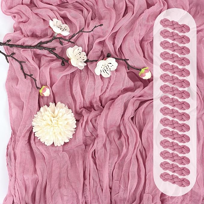 15 Pack Dusty Rose Cheesecloth Table Runner 17 x 108 Inch Fall Thanksgiving Boho Rustic Farmhouse Gauze Cheese Cloth Runner for Wedding Party Baby Shower Home Decor Holiday Decorations