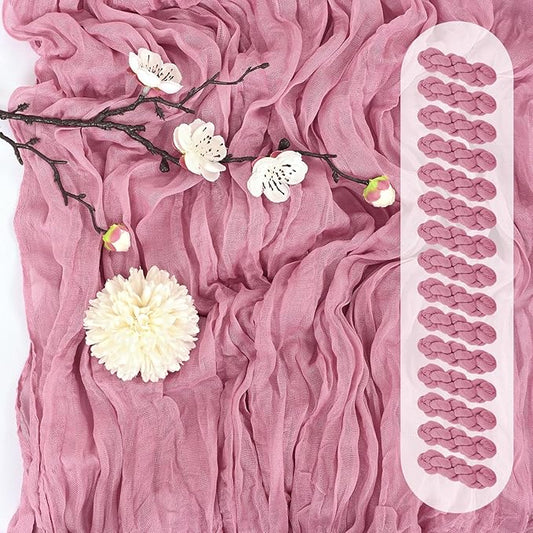 15 Pack Dusty Rose Cheesecloth Table Runner 17 x 108 Inch Fall Thanksgiving Boho Rustic Farmhouse Gauze Cheese Cloth Runner for Wedding Party Baby Shower Home Decor Holiday Decorations