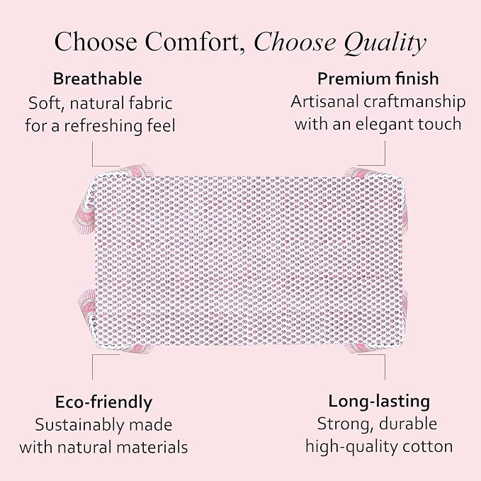 CPC Tablecloth 100% Cotton 60x60 Inch Indian Block Print Square Table Cover, Table Cloth for Weddings, Spring/Summer, Barbeque - Pink Sapphire