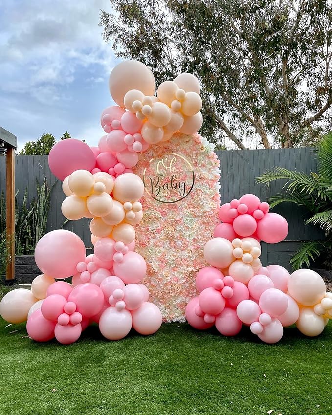 Light Pink Double Stuffed Balloons Different Size 115Pcs 5/10/12/18" Pink Balloon Arch Garland kit for Birthday Baby Shower Valentine's Day Bridal Shower Gender Reveal Wedding Mouse Party