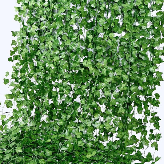 100 Pack 750 Feet Fake Vines for Room Decor Artificial lvy Greenery Garland Vine Leaves, Leaf Plants Flowers Foliage for Bedroom,Garden Wall. Decor Indoor Outdoor