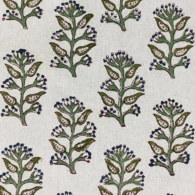 Ridhi Evergreen Grace Hand Block Print Cotton Rectangle Tablecloth 108" x 70" inches Reusable Table Cover Decorative Everyday Use for Dining Room, Farmhouse, Home Gift for Spring, Mother's Day