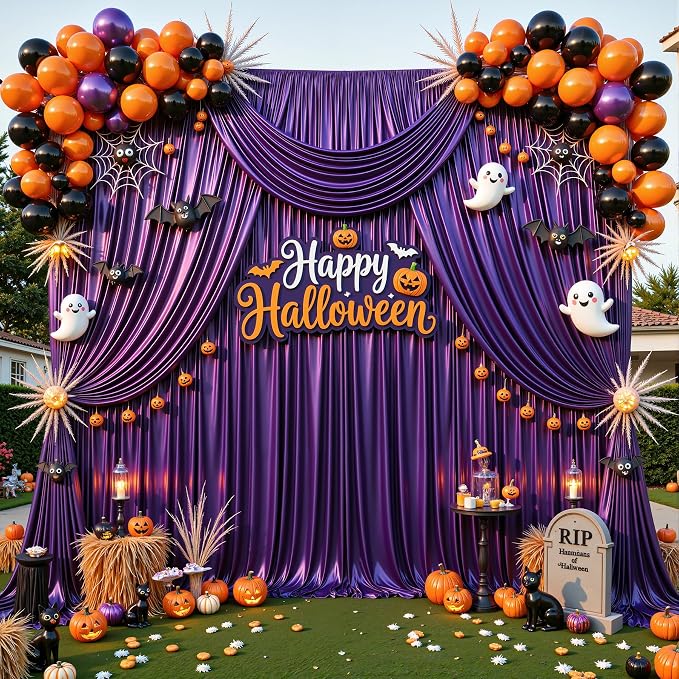 10x10 ft Purple Glitter Backdrop Curtain for Parties, Wrinkle Free Glitter Photo Backdrop Drapes 2 Panels 5x10FT Shimmer Back Drop Cloth for Wedding Birthday Christmas Photography Background Decor