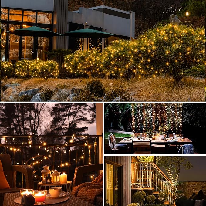 btfarm 2 Pack Solar String Lights Outdoor - Total 240LED 78FT Solar Fairy Lights Outside Waterproof 8 Modes, Copper Wire Solar Powered Twinkle Light for Garden Tree Christmas Wedding Party,Warm White