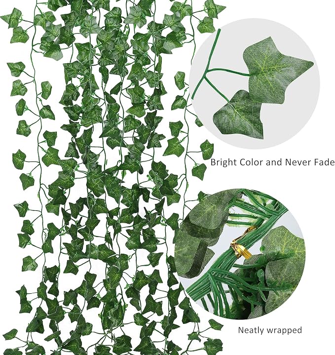 RECUTMS Fake Vines 24 Pack 173 FT Artificial Ivy Leaves Wall Decor Leaf Plants Greenery Garland Hanging Plant Vine Fake Leaf Vines for Room Garden Office Wedding Wall Decor