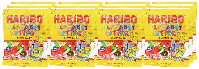 HARIBO Gummi Candy, Alphabet Letters, 5 oz. Bag (Pack of 12)