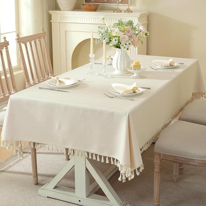 Table Cloth Rectangle Table with Waterproof, Spring Tablecloth with Tassel,Tablecloths for Protect Table Dining, Party and Camping