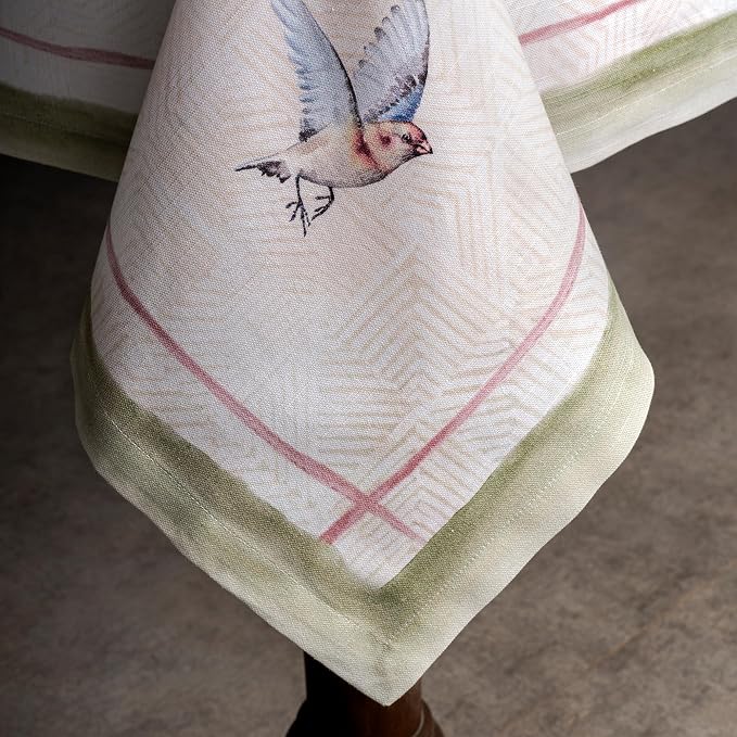 Maison d' Hermine Table Cloth Rectangle Table 100% Cotton 54 x 72 Inches Tablecloth Reusable Decorative for Dining Kitchen Room Farmhouse Party Home Hotel Restaurant Spring Summer - Flying Birds
