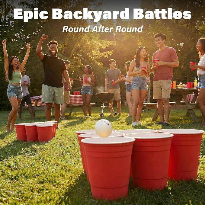GoPong Giant Yard Pong Outdoor Game - Jumbo Sized PRO Set – Fun Beach and Lawn Party Games for Adults