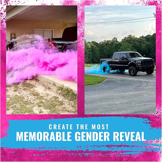 Color Blaze Black-Out Baby Gender Reveal Powder - 2lbs of Colored Powder for Boy or Girl, For Car & Motorcycle Burnout, Toss, Photoshoot, Reveal Party & Festival - 2 Pack of 1 lb - Pink & Blue