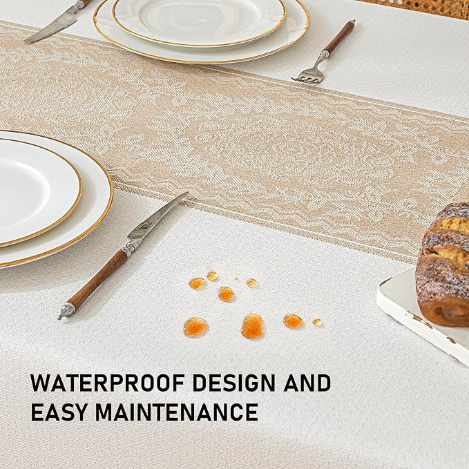 Linen Tablecloths for Rectangle Tables,6 FT Table Cloth Advanced Waterproofing Technology for Dinningroom,Farmhouse
