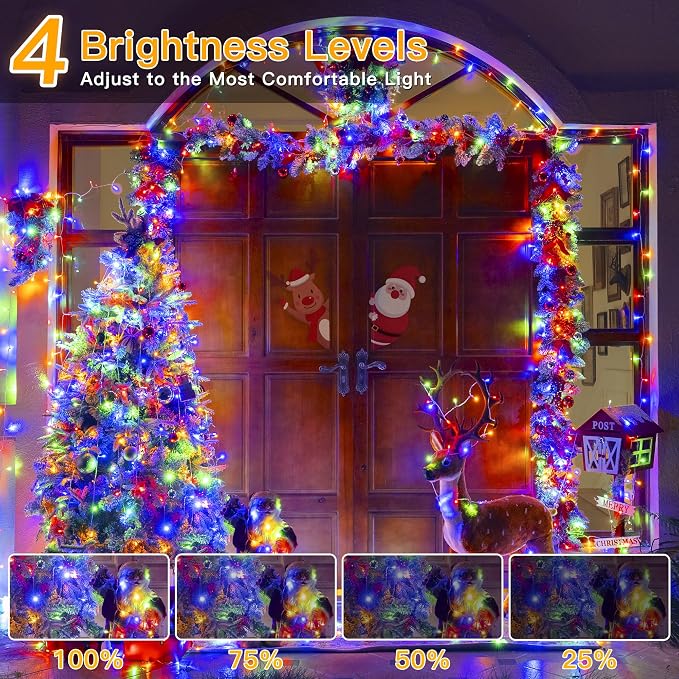 Ollny Christmas Lights Outdoor Waterproof, 1000LED 328FT Super Long String Lights with Remote 3 Timer, Plug in 8 Modes Fairy Light for Outside House Bedroom Xmas Decorations, Multicolor
