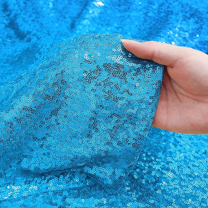 Sugargirl 10 Packs 12 x 72 inches Sequin Table Runner, Glitter Turquoise Table Runner for Birthday Party Supplies Wedding Holiday Celebration Event Decorations