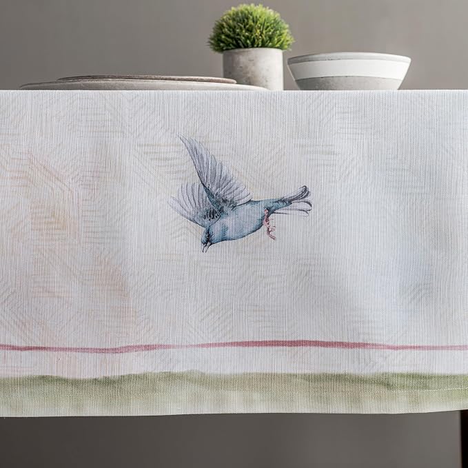 Maison d' Hermine Table Cloth Rectangle Table 100% Cotton 54 x 72 Inches Tablecloth Reusable Decorative for Dining Kitchen Room Farmhouse Party Home Hotel Restaurant Spring Summer - Flying Birds