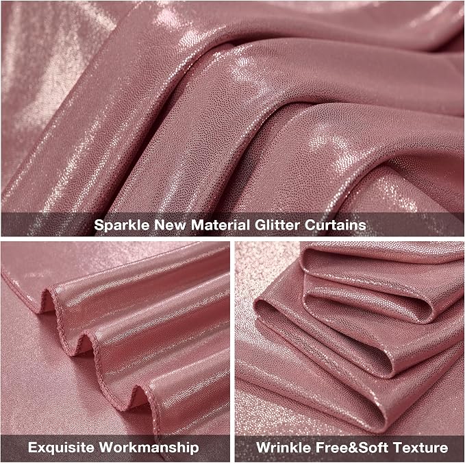 20x10FT Rose Gold Sequin Backdrop Curtain for Party - 4 Panels 5x10FT Wrinkle-Free Shimmer Drapes for Birthday, Wedding, Christmas, Decorations & Photography