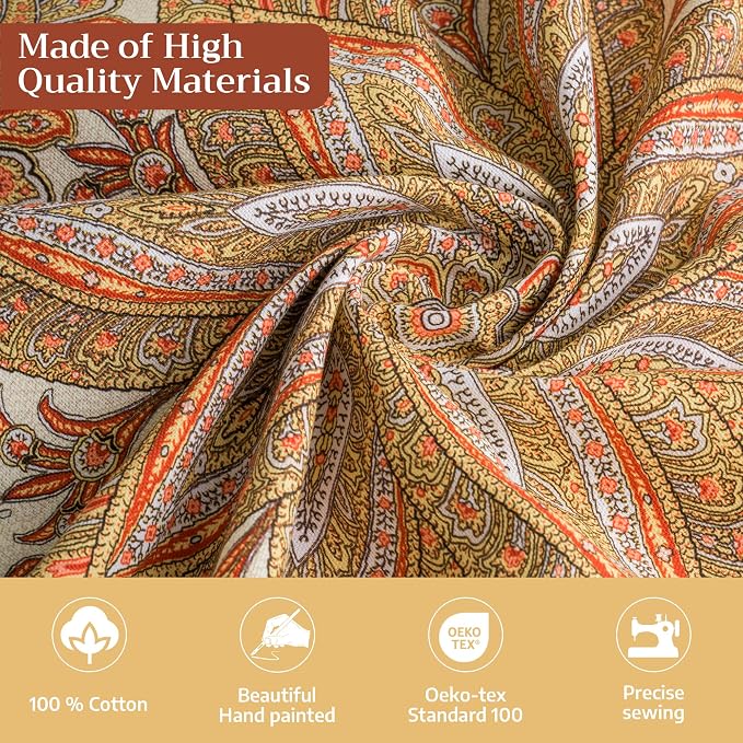 Maison d' Hermine Table Cloth Rectangle Table 100% Cotton 70 x 108 Inches Fall Tablecloth Reusable Everyday Use for Thanksgiving Christmas Decorations Dining Farmhouse Party (Kashmir Paisley)