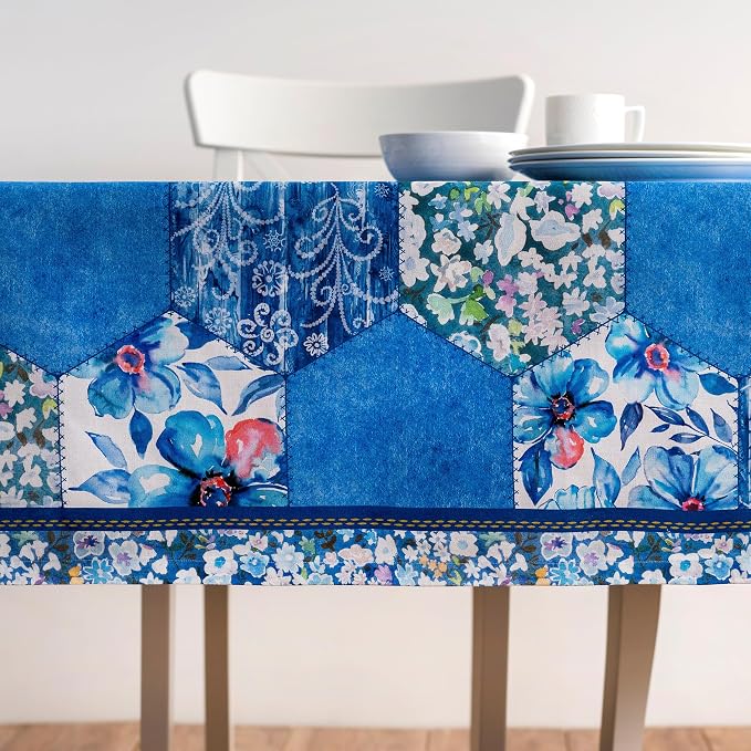 Maison d' Hermine Table Cloth Rectangle Table 100% Cotton 70 x 108 Inches Tablecloth Reusable Decorative for Dining Kitchen Room Farmhouse Party Home Hotel Restaurant Spring Summer - Summer Blues