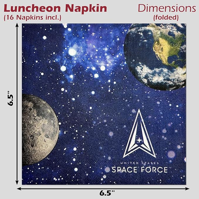 U.S. Space Force Party Plates & Napkins Set (Party for 16 guests) 16 Lg. Plates and 16 Luncheon Napkins. Space Force Tableware for Birthdays, Holidays and Military Celebrations. by Havercamp
