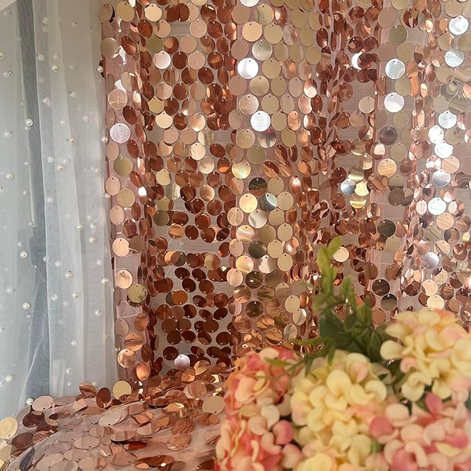 Rose Gold Sequin Backdrop, 9x10 Feet, 1 Panel Shimmer Glitter Photobooth Props for Halloween Christmas Parties, Home, Wedding, Birthday