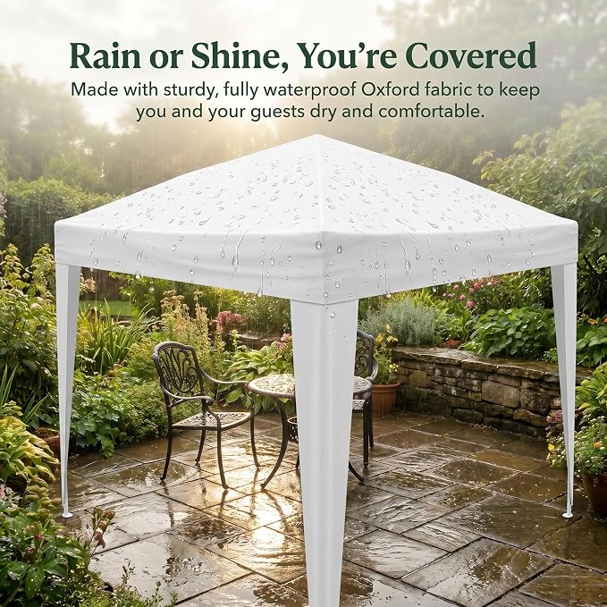 6.5x6.5FT Canopy Tent, Portable Heavy Duty Outdoor Tent with 4 Removable Sidewalls, Waterproof Party, Camping, Picnic & Backyard Shelter, White