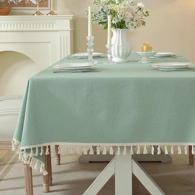 Table Cloth Rectangle Table with Waterproof, Spring Tablecloth with Tassel,Tablecloths for Protect Table Dining, Party and Camping