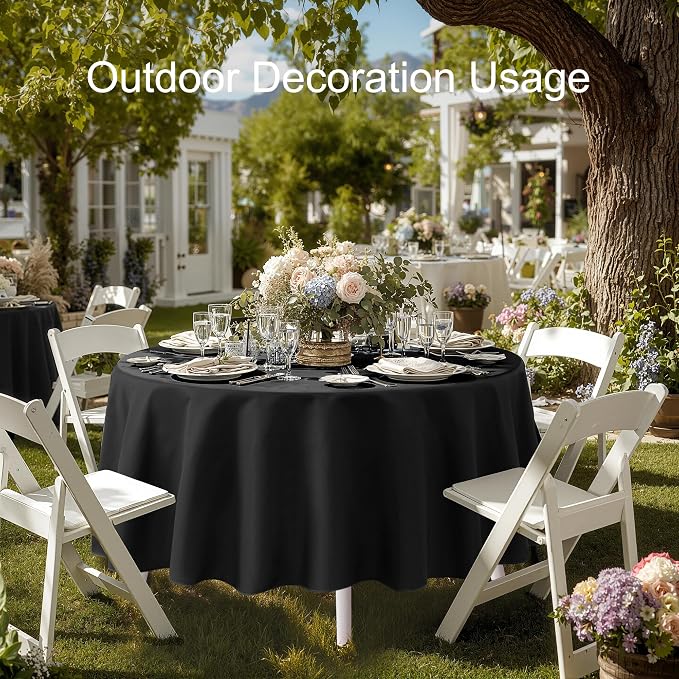 joybest 6 Pack Round Tablecloths 60 Inch Black Table Cloth Fit 20 to 42 Inch Tables, Washable Polyester Fabric Table Cover for Wedding Party Reception Formal Events