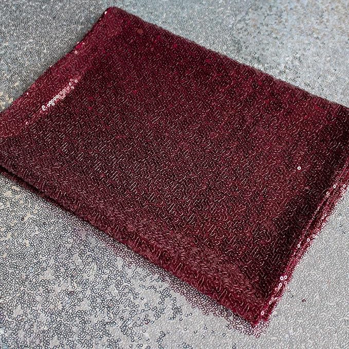 JYFLZQ Burgundy Sequin Table Runner 12" x 72" Sparkly Burgundy Metallic Table Runner Glitter Sequin Runner for Table Birthday Party Event Decorations