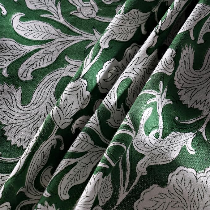Ridhi Round Tablecloth Hand Block Print 100% Cotton Reusable Pantone Artichoke 120 Inch Table Cover Decorative Everyday Use for Dining, Home, Party, Wedding, Farmhouse Gift for Spring, Mother's Day