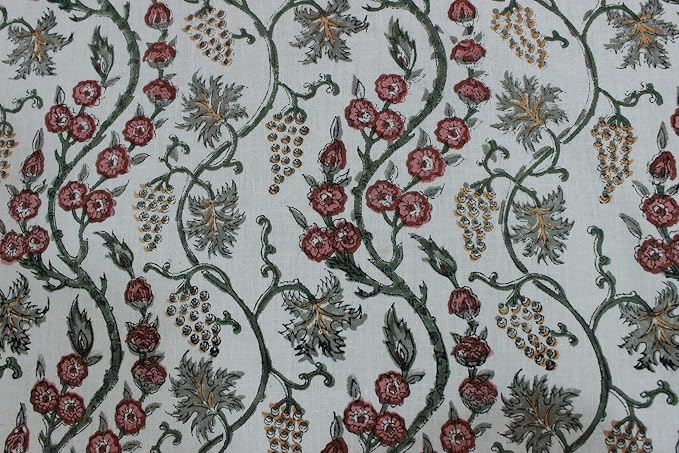 Ridhi Round Tablecloth Hand Block Print 100% Cotton Reusable Coral Pink Trails 60 Inch Table Cover Decorative Everyday Use for Dining, Home, Party, Wedding, Farmhouse Gift for Spring, Mother's Day