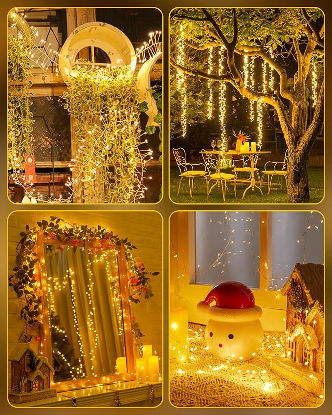 Fairy Lights Battery Operated, 60 LED Fairy String Lights Waterproof Silver Wire 5 Feet Firecracker Starry Light for DIY Wreath Home Wedding Bedroom Mason Jar Holiday Christmas Ramadan Decorations