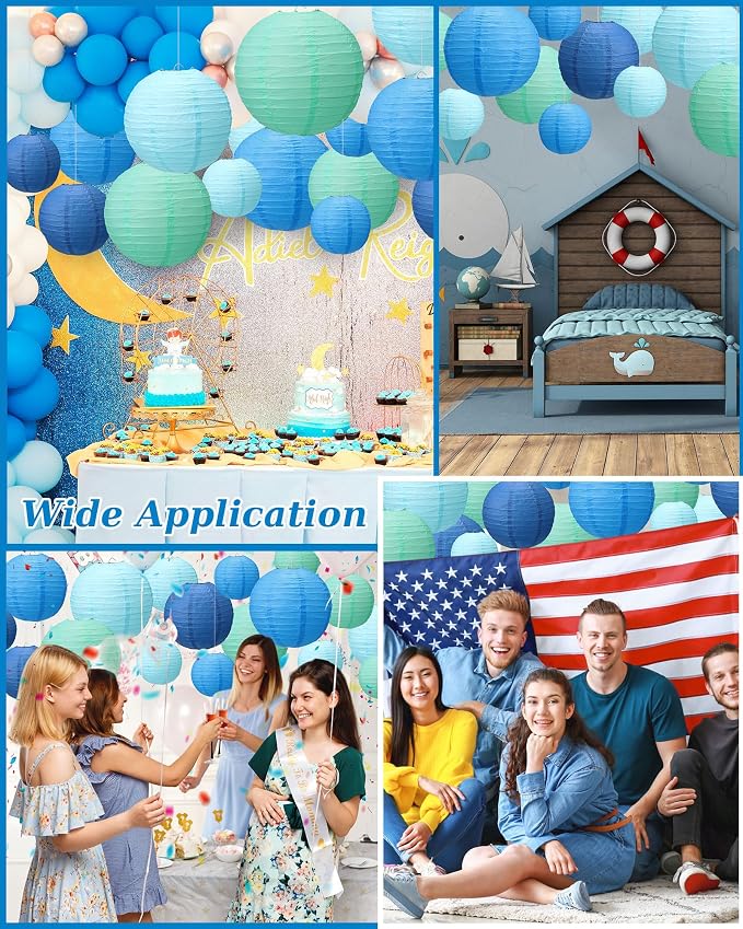 Treela 80 Pcs Paper Lanterns Chinese Japanese Paper Lanterns Classroom Party Decorations Ceiling Hanging Decor for Home Wedding Graduation Party(4'', 6'', 8'', 10'',4 Colors)