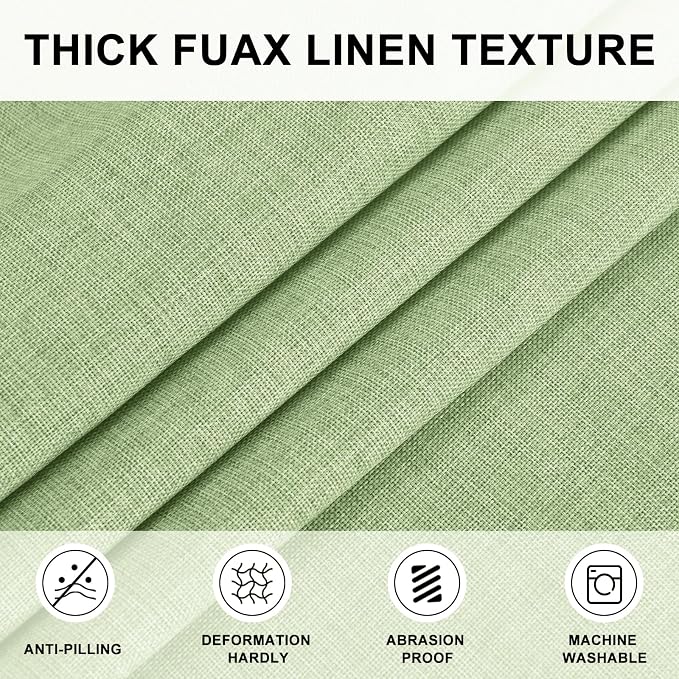 Hiasan Linen Textured Tablecloth 108 Inch Round - Wrinkle and Stain Resistant Washable Farmhouse Table Cover for Dining Kitchen Party Outdoor, Sage Green