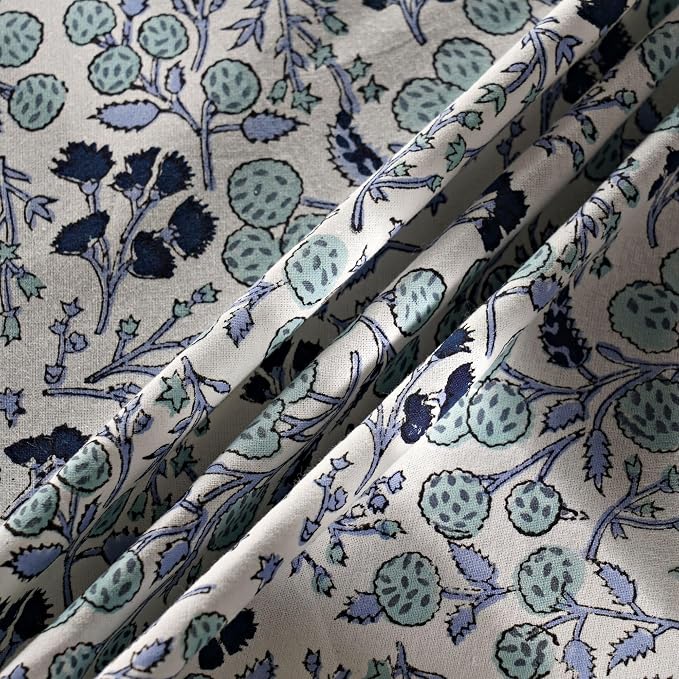 Ridhi Round Tablecloth Hand Block Print 100% Cotton Reusable Denim Blue 132 Inch Table Cover Decorative Everyday Use for Dining, Home, Party, Wedding, Farmhouse, Party Gift for Spring, Mother's Day