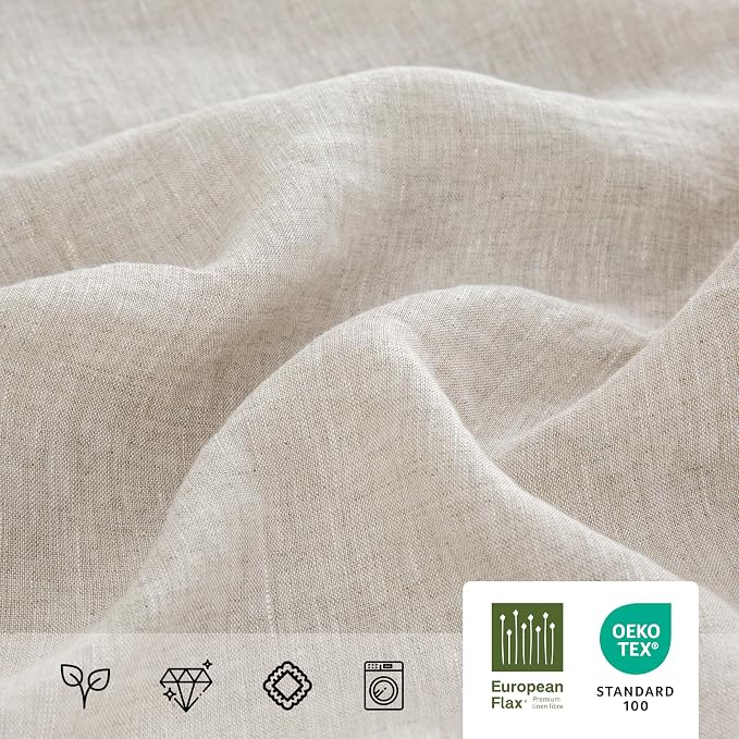 Linen World Ruffle Linen Tablecloth,100% French Linen Natural Tablecloth 108" x 60" Inch,Washable Rectangular Tablecloth for Dining,Outdoor,Weddings and Restaurants,Decorative Thanksgiving Christmas