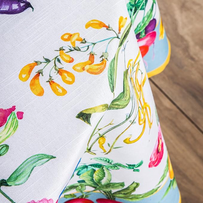 Maison d' Hermine Table Cloth Round Table 100% Cotton 69 Round Inches Tablecloth Reusable Decorative for Dining Kitchen Room Farmhouse Party Home Hotel Restaurant Spring Summer - Giverny