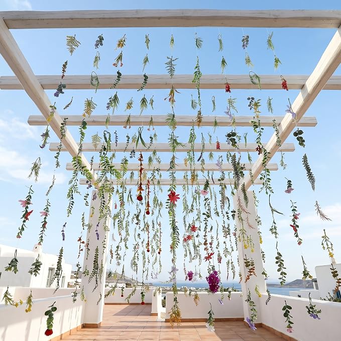 Suncalla 12 Pcs 70.8 ft Wildflower Garland Pre Strung Artificial Hanging Flower Vine Backdrop Decor from Ceiling Floating Silk Floral Garland for Garden Wedding Bridal Shower(Wildflower,Multicolor)