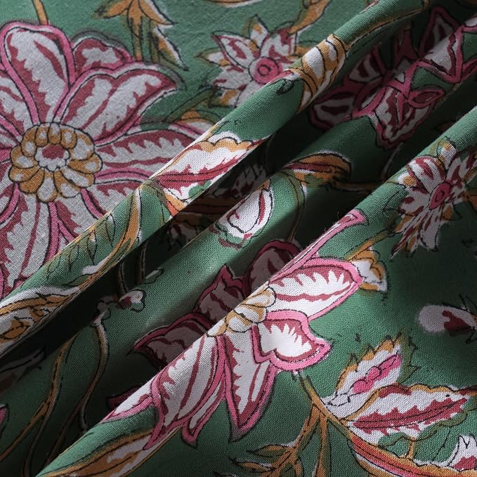 Ridhi Round Tablecloth Hand Block Print 100% Cotton Reusable Hunter Green 60 Inch Table Cover Decorative Everyday Use for Dining, Home, Party, Wedding, Farmhouse, Party Gift for Spring, Mother's Day