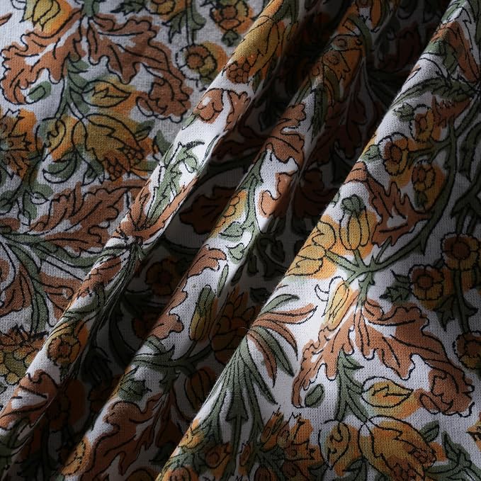 Ridhi Round Tablecloth Hand Block Print 100% Cotton Reusable Goldenrod Yellow 120 Inch Table Cover Decorative Everyday Use for Dining, Home, Party, Wedding, Farmhouse Gift for Spring, Mother's Day