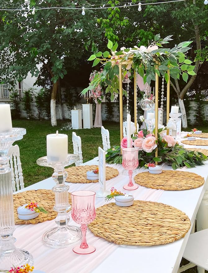 48Pack Pink Plastic Wine Glasses,Vintage Plastic Goblets for Parties, Light Pink Drinking Glasses Crystal Water Goblets Reusable for Wedding Reception, Grand Event Party Supplies