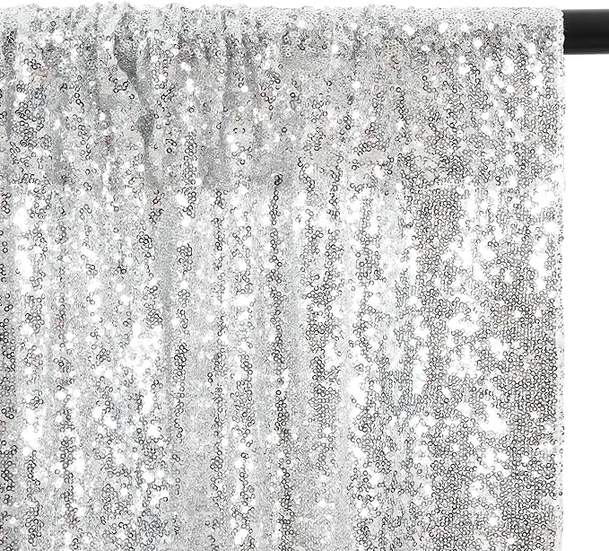 Eternal Beauty Silver Sequin Backdrop, 10x10 Ft Glitter Background Curtains for Shimmer Photography Party Wedding Birthday Back Drop Decor
