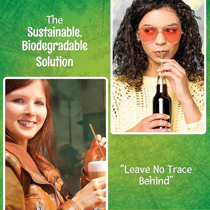 Friendly Straw 300 Pack Biodegradable Kraft Paper Straws, 7.75" x .25" Drinking Paper Straw - Brown Paper Straws Bulk Pack for Home and Restaurant