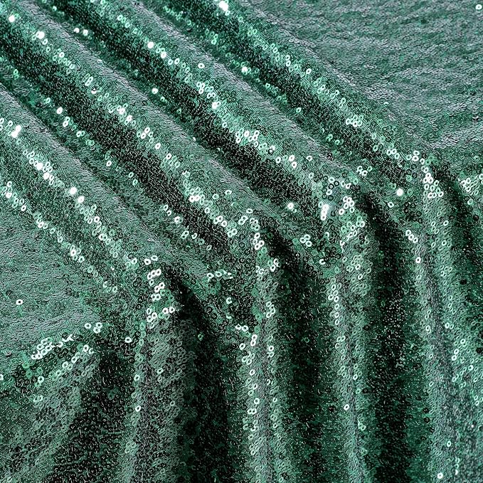 B-COOL Round Sequin Tablecloth Party Decor: 120 Inch Table Cloth Emerald Green Glitter Fabric Overlay for Indoor Outdoor Dining Parties Home St. Patrick's Day