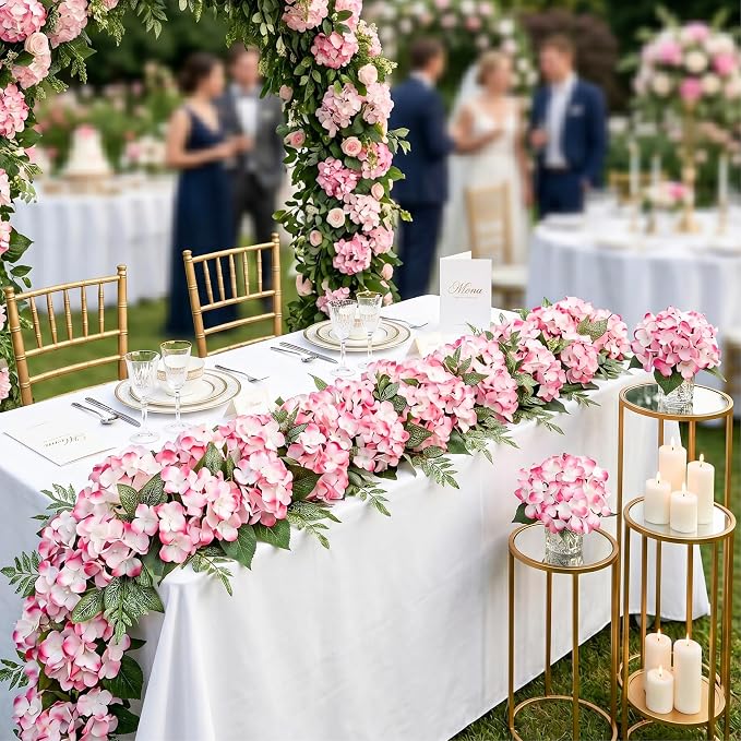 Auihiay 64Pcs Hydrangea Artificial Flowers Bulk, Faux Hydrangea Flowers Heads with Stems for Spring Spring Wedding Decor Bouquets and Centerpieces Wedding Photo Booth(Blush Gradient)