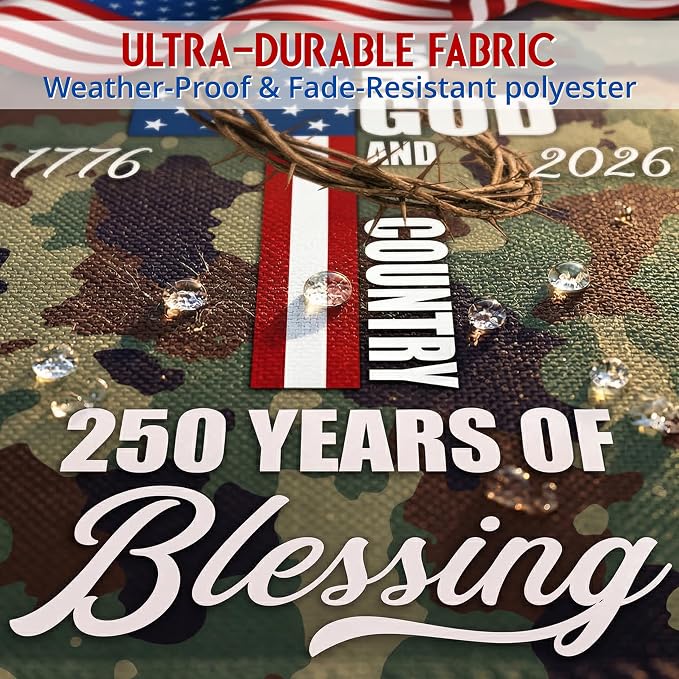 FLAGWIX American 250 Years of Blessing Flag - Polyester Double-sided Yard Flags For Outside House Flag (29.5" x 39.5") - 4th of July Decorations for Home Yard Garden Decor Banner, Gifts For Men Women