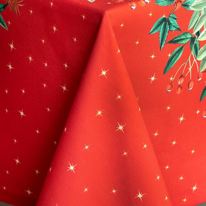 Maison d' Hermine Table Cloth Rectangle Table 100% Cotton 60 x 108 Inches Fall Tablecloth Reusable Everyday Use for Thanksgiving Christmas Decorations Dining Farmhouse Party (Noel)