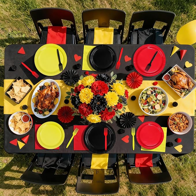 96Pcs Red Black Yellow Mouse Themed Party Decorations, Serve 24 | Mouse Color Cartoon Plates and Napkins Sets for Mouse Theme Kids Baby Shower Birthday Wedding Anniversary Party Supplies