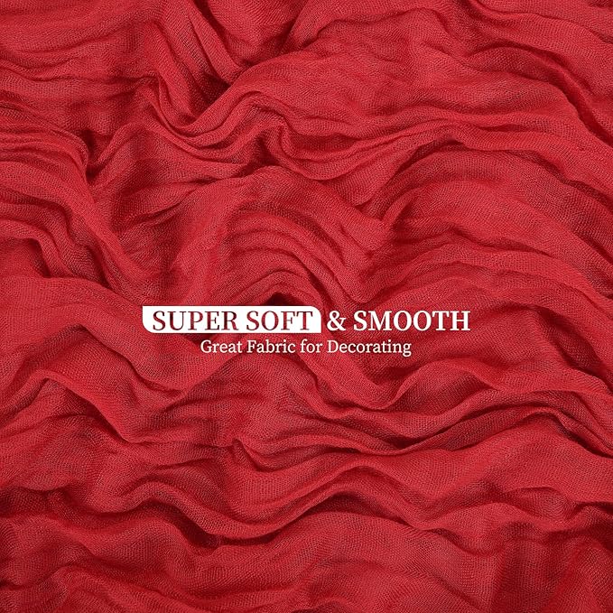 10 Pack Red Cheesecloth Table Runner 10FT Boho Romantic Gauze Table Runner 20 x 120 Inch Rustic Sheer Runner for Wedding Party Bridal Shower Thanksgiving Christmas Decoration