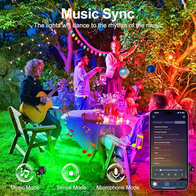 T-SUN Smart RGBW Spotlights, Indoor Uplights, Spotlights with App & Remote, Music Sync, 16M Colors, Timer, Dimmable, Waterproof Floor Spotlight for Plants Home Party Stage Decor, Set of 4