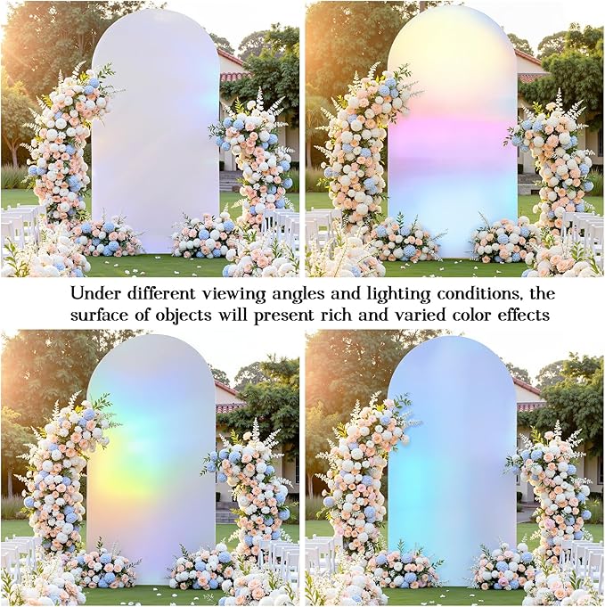 Silver White Arch Covers 7.2 and 6ft Sequin Sparkly Birthday Party Arch Backdrop Covers Set of 2 Spandex Shimmer Balloon Arch Stand Cover for Wedding Bridal Shower Baby Shower Photo Arches Background